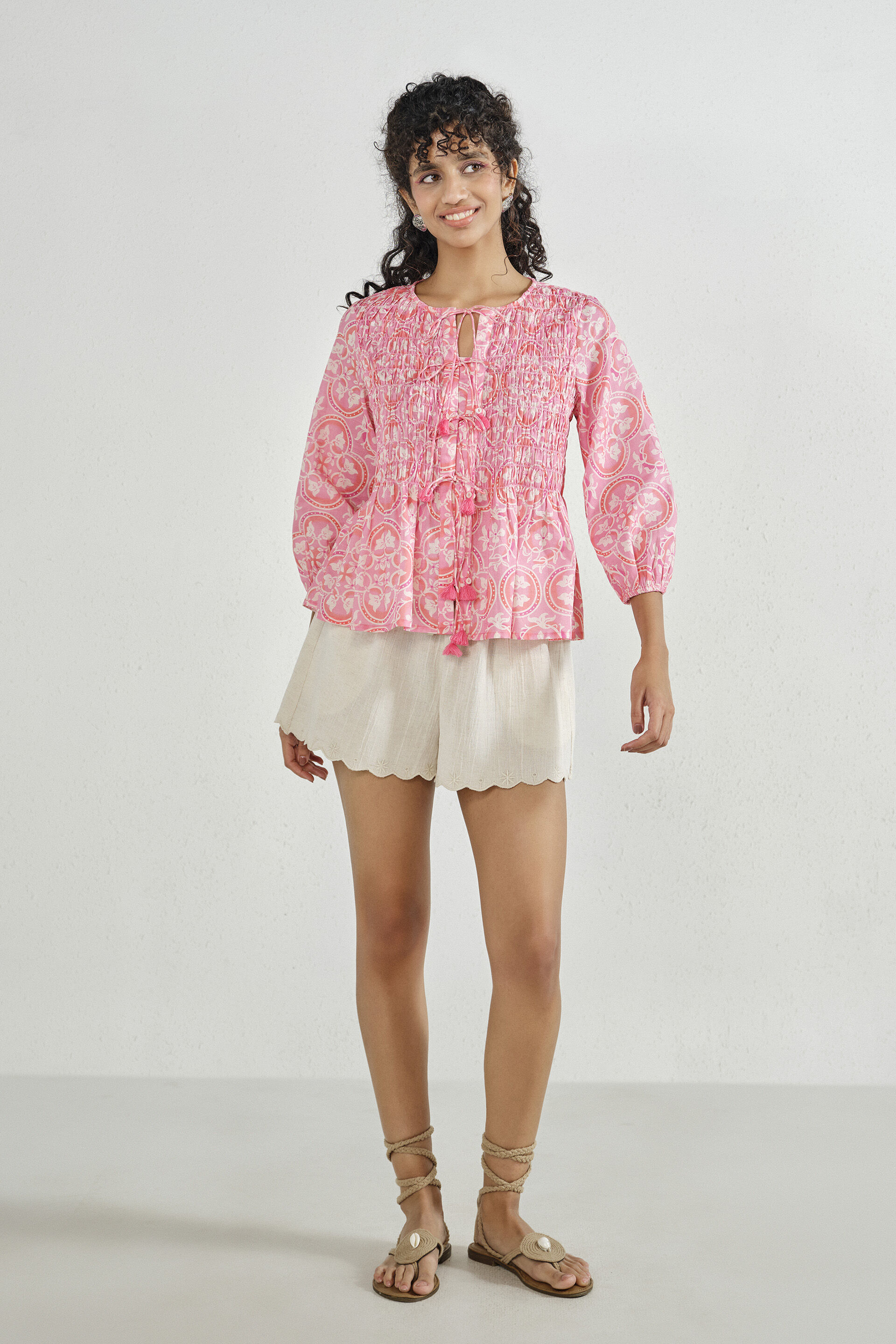 Pink Bloom Cotton Top, Pink, image 3